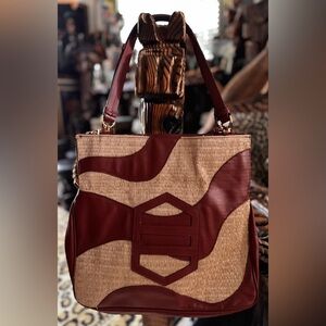 This Arezzo Bag Leather and Tweed NWOT